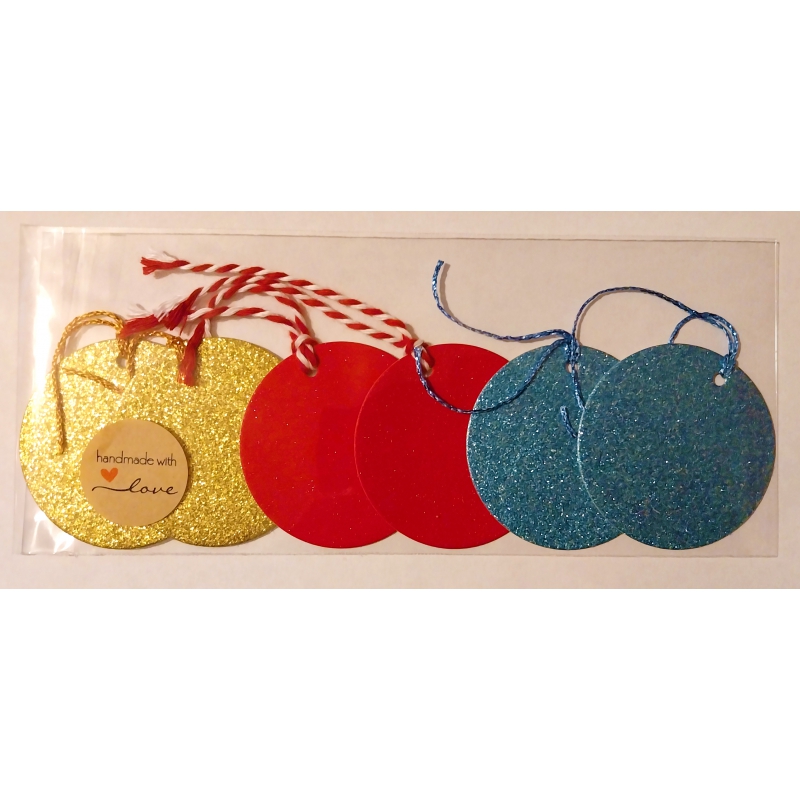 Glitter Gift Tags (6 pack round)